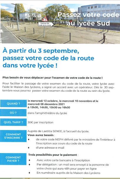 Le code de la route au lycée Le Mans Sud